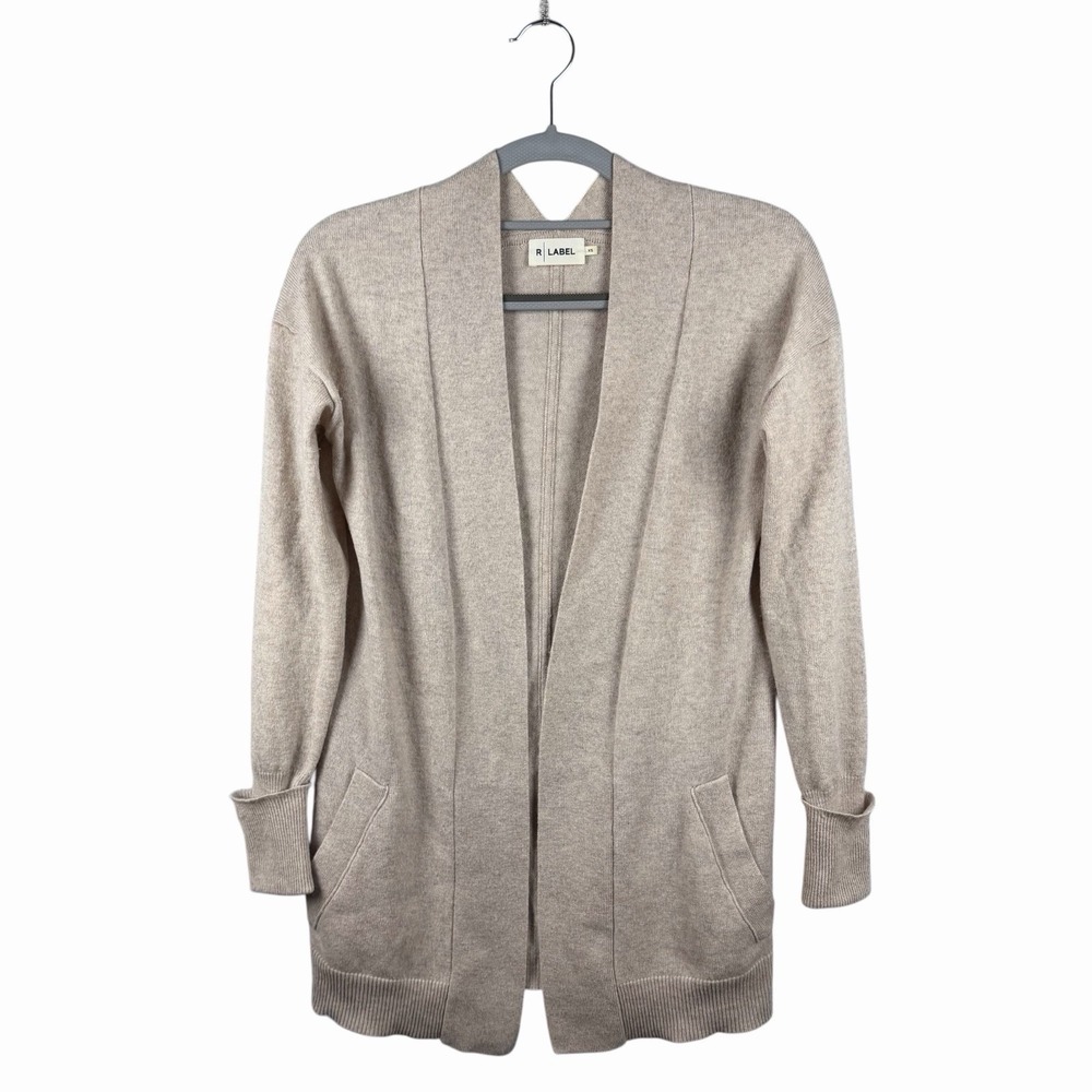 R | LABEL Cashmere / Wool Blend Open Front‎ Pocketed Cardigan Size XS Minimalist